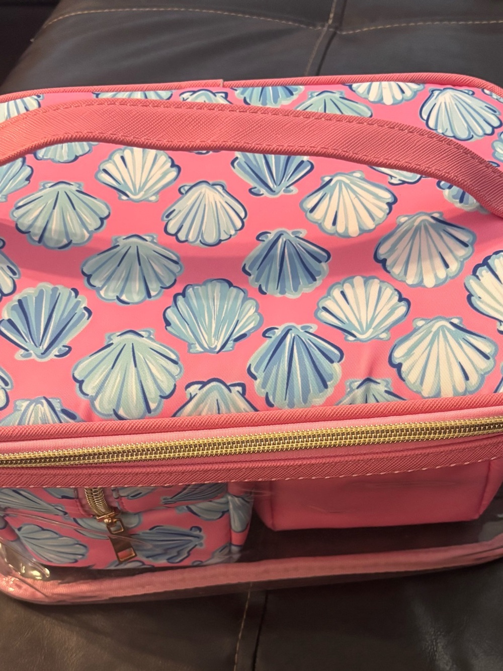 Simply Southern Pink Shell-Print Cosmetic Carry Case